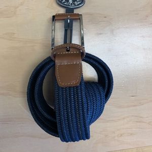 Navy Blue Woven Stretch Belt From Torino Leather